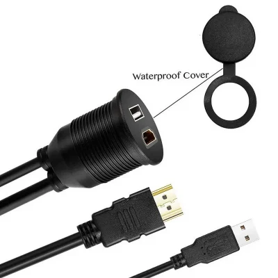 Автомобильный кабель HDMI USB2.0 для крепления на панели между мужчинами и женщинами водонепроницаемый удлинительный кабель