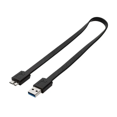 Черный плоский кабель USB3.0 A «папа» — «папа» Micro B