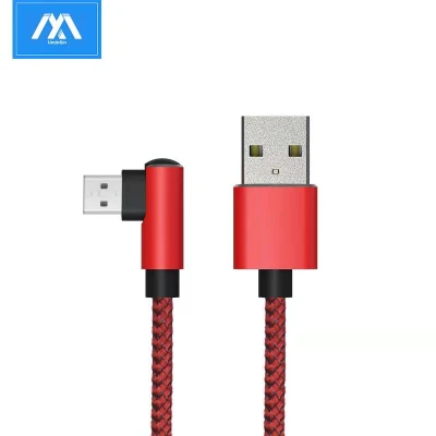 Нейлоновый кабель Micro USB 90 градусов, 2,4 А, быстрая зарядка, QC 3,0/2,0, прямоугольный кабель V8 для мобильных игр